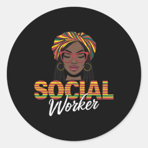 Sticker Rond Travailleuse sociale Travail social Femmes Filles