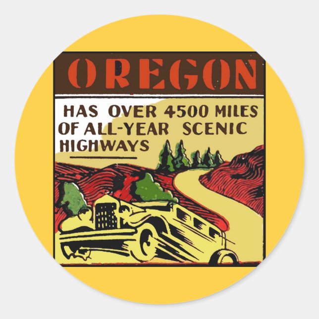 Sticker Rond Travel Oregon Pittoresque Highways (Devant)