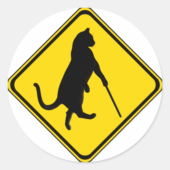 Sticker Rond Traversée de chats aveugles ! (Devant)