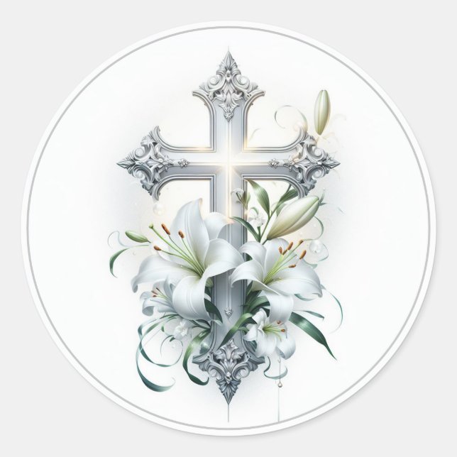 Sticker Rond Traverser avec le joint d'enveloppe de Lilies (Devant)