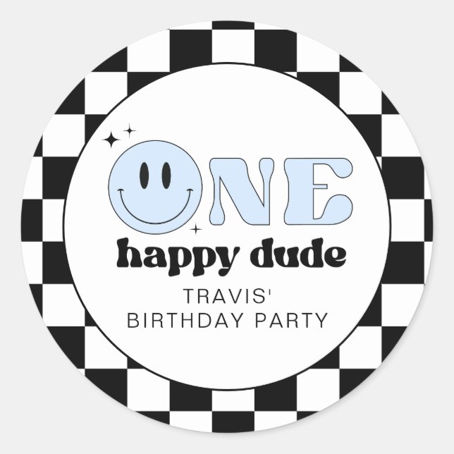 Sticker Rond TRAVIS One Happy Dude Smile Face Anniversaire (Devant)