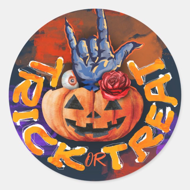 Sticker Rond Treak ou Treat Scary Halloween (Devant)