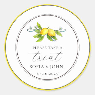 Sticker Rond Treat vintage au Mariage de citron