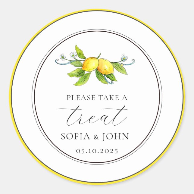 Sticker Rond Treat vintage au Mariage de citron (Devant)
