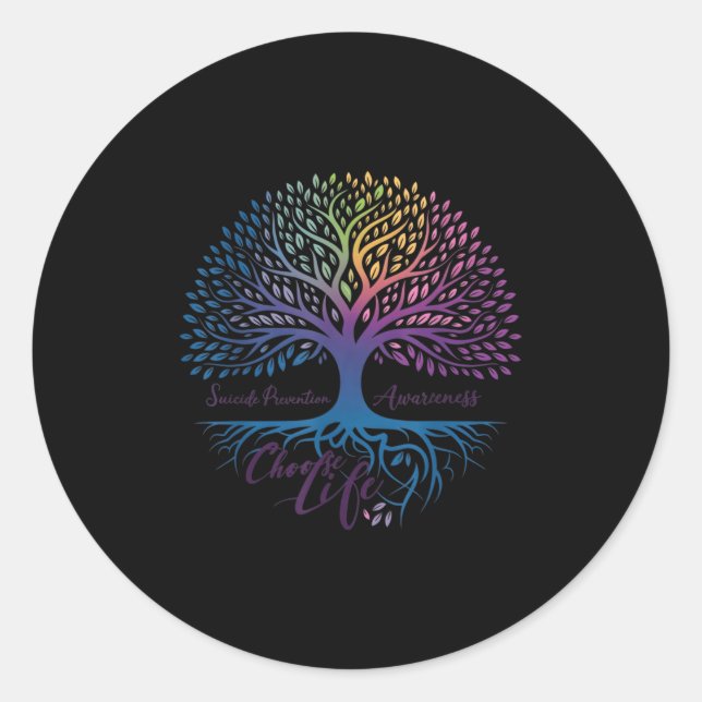 Sticker Rond Tree Of Life Choose Life Suicide Prevention Awaren (Devant)