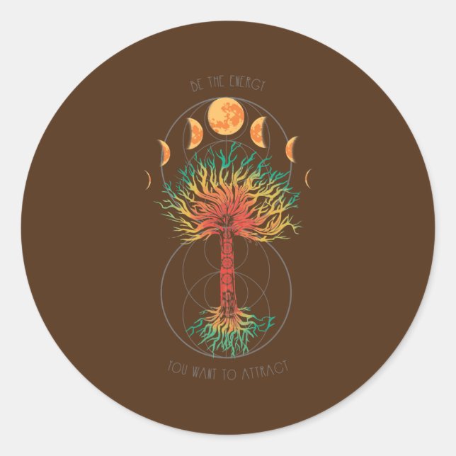 Sticker Rond Tree Of Life Moon Phases Chakra  (Devant)