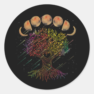 Sticker Rond Tree of Life Phases of the Moon