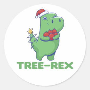 Sticker Rond Tree-Rex Dinosaur Pun T-Rex Classic Round St
