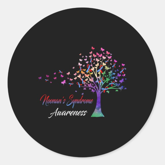 Sticker Rond Tree Ribbon Noonan's Syndrome Awareness (Devant)