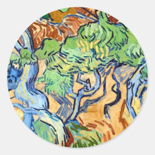 Sticker Rond Tree Roots (1890) Art botanique Vincent Van Gogh
