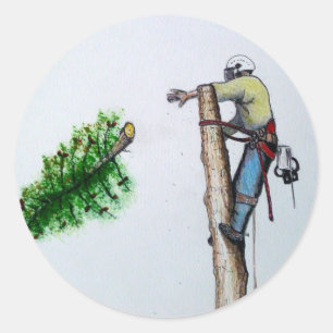 Sticker Rond Tree Surgeon Arborist at work present