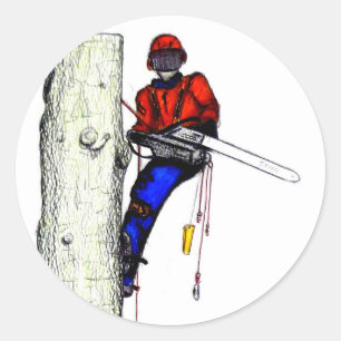 Sticker Rond Tree Surgeon Arborist at work present Chainsaw