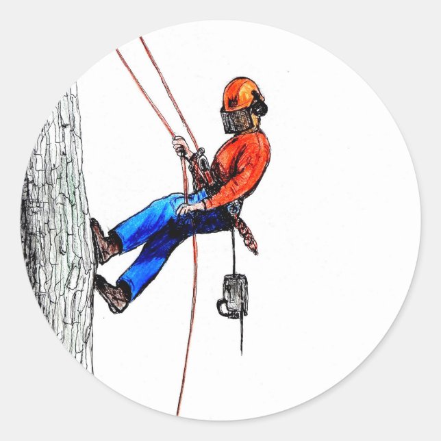 Sticker Rond Tree Surgeon Arborist Forester (Devant)
