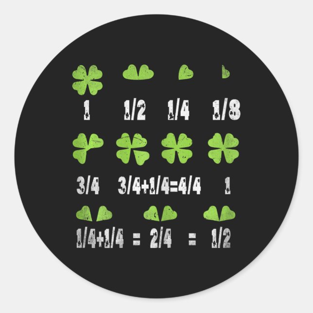 Sticker Rond Trèfle à quatre feuilles de maths drôle Professeur (Devant)