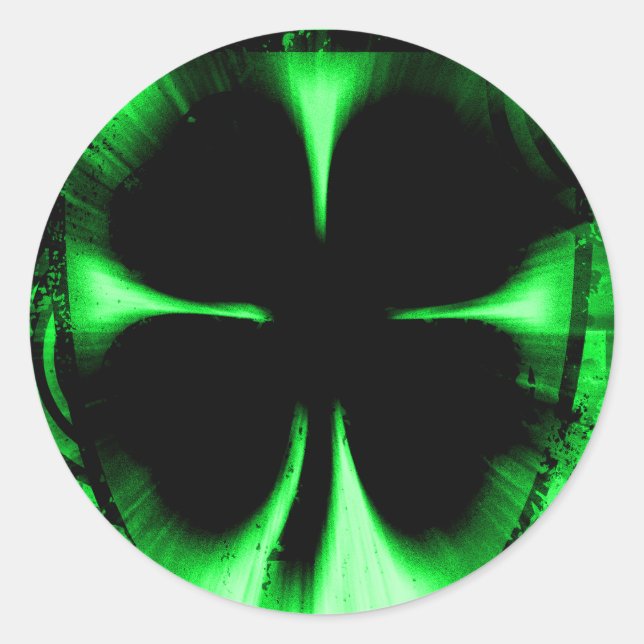 Sticker Rond trèfle à quatre feuilles : hi-fi : (Devant)