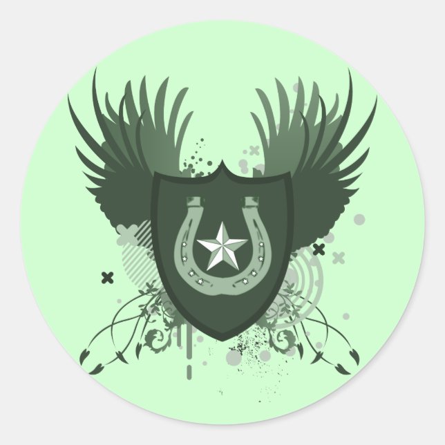 Sticker Rond trèfle à quatre feuilles : hi-fi : (Devant)