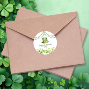 Sticker Rond Trefle Aquarelle Verte Fête de la Saint-Patrick