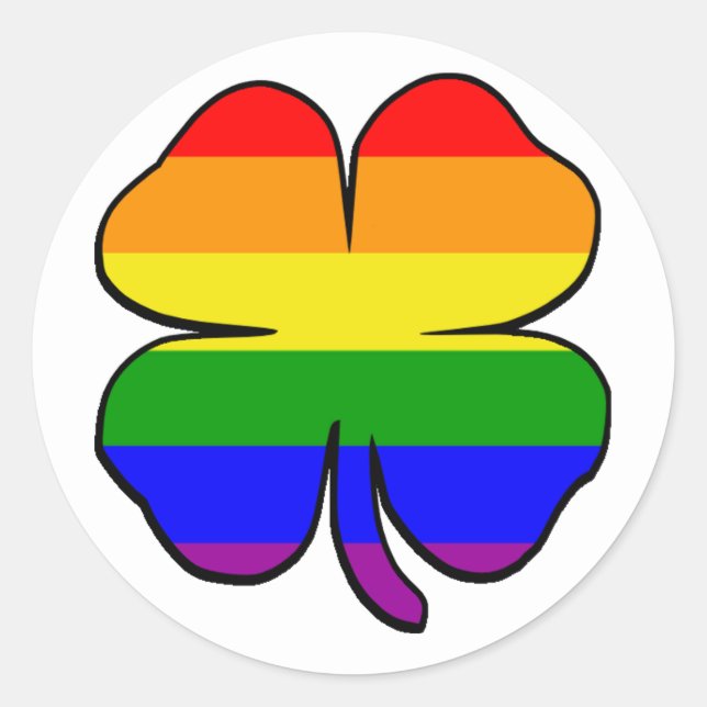 Sticker Rond Trèfle du drapeau arc-en-ciel (Devant)