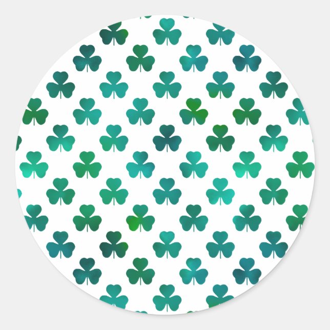Sticker Rond Trèfle Émeraude Vert - Classique (Devant)