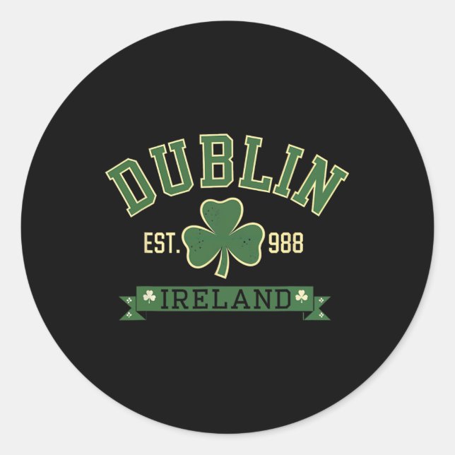 Sticker Rond Trèfle feuille de Dublin Irlande St Patrick Da (Devant)