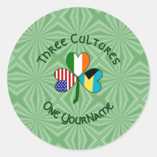 Sticker Rond Trèfle personnalisé américano-irlandais bahamien