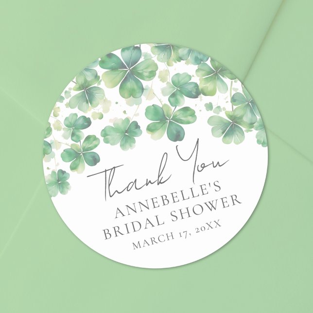 Sticker Rond Trèfle Shamrock Fête de la Saint-Patrick Mariage S (Shamrock Clover St. Patrick's Day Bridal Shower Classic Round Sticker)
