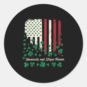Sticker Rond Trèfles et rayures pour toujours - Irlandais-Améri