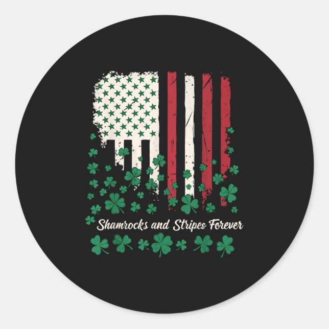 Sticker Rond Trèfles et rayures pour toujours - Irlandais-Améri (Devant)