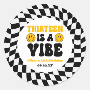 Sticker Rond Treize Est Une Vibration Fête D'anniversaire Rétro