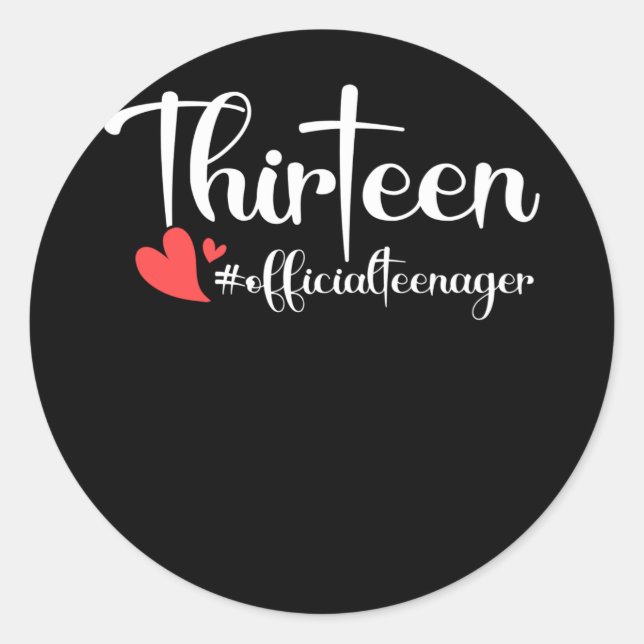 Sticker Rond Treize Teenager Heart officiel 13e anniversaire (Devant)