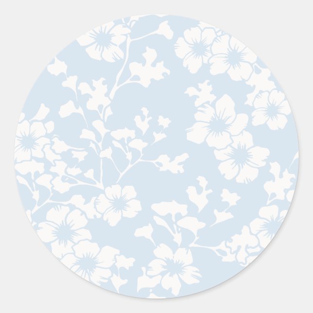 Sticker Rond Trellis Floral - Bleu Poudre (Devant)