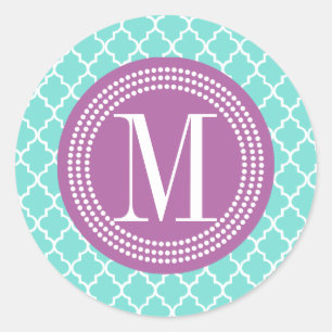 Sticker Rond Trellis marocain de tuiles d'Aqua personnalisé