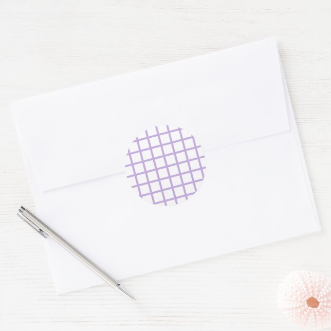 Sticker Rond Trellis Soft Lavande - Blanc (Enveloppe)
