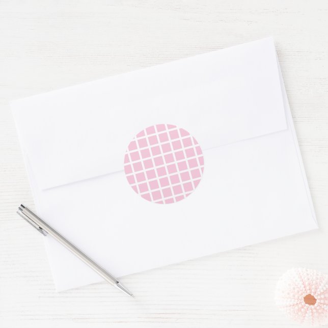 Sticker Rond Trellis White - Rose Clair  (Enveloppe)
