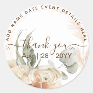 Sticker Rond Trending Terracotta Pampas Grass Mariage