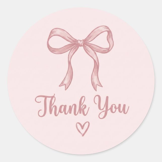 Sticker Rond Trendy Coquette Pink Bow Cute Thank You Round Stic (Devant)
