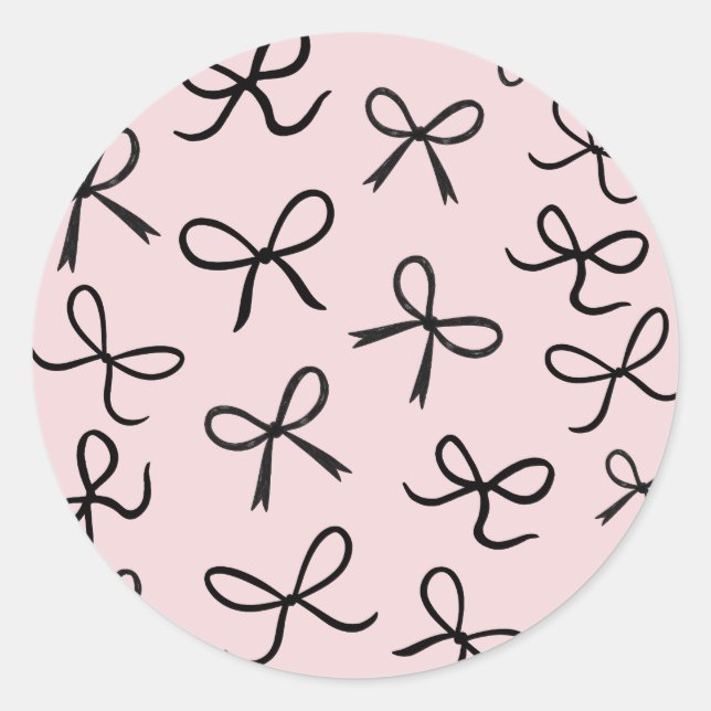 Sticker Rond Trendy Cute Little Black Bows Rose (Devant)