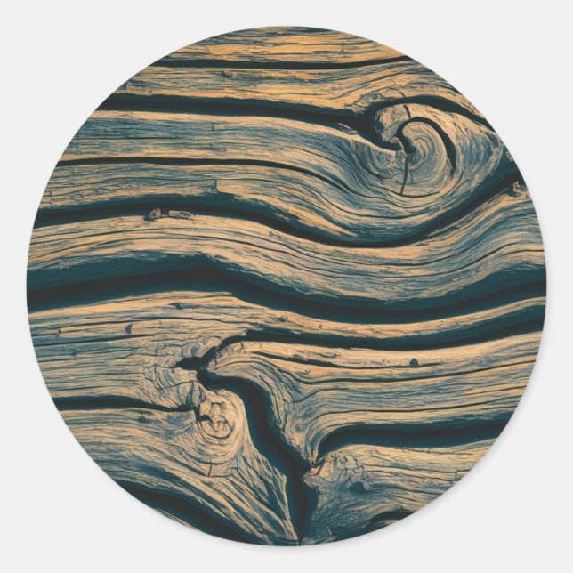 Sticker Rond Trendy Wood Bois Bûches d'Arbre (Devant)