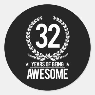 Sticker Rond trente-deuxième Anniversaire (32 ans d'être