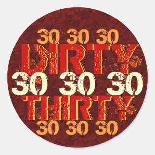 Sticker Rond Trente-trente 30e anniversaire de la fête Rouge Or