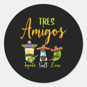 Sticker Rond Tres Amigos Tequila Salt Lime Cinco De Mayo
