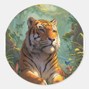Sticker Rond très beau design de tigre 🐯 sur