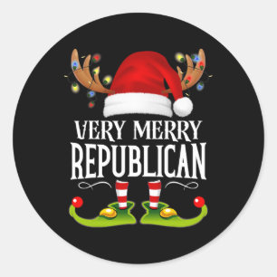 Sticker Rond Très Joyeux X-mas Républicain Ensemble de Noël 