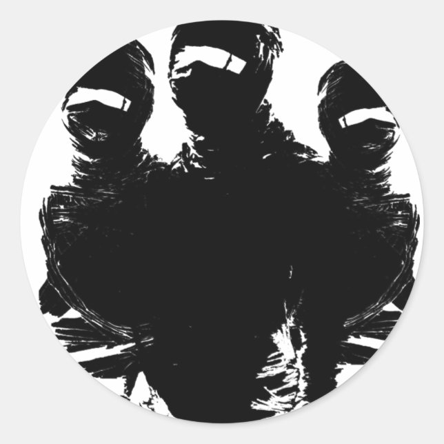 Sticker Rond tres ninjas. (Devant)