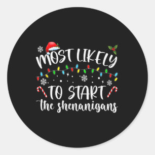 Sticker Rond Très Probable De Commencer La Famme De Noël Des Sh
