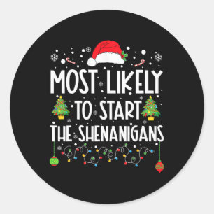 Sticker Rond Très Probable De Commencer La Famme De Noël Des Sh