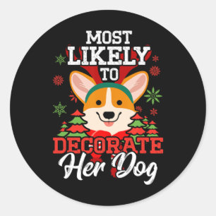 Sticker Rond Très Probable De Décorer Son Pyjama De Noël De Chi