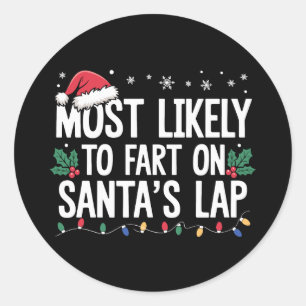 Sticker Rond Très Probable De Pénétrer Sur Père Noël Lap Noël N