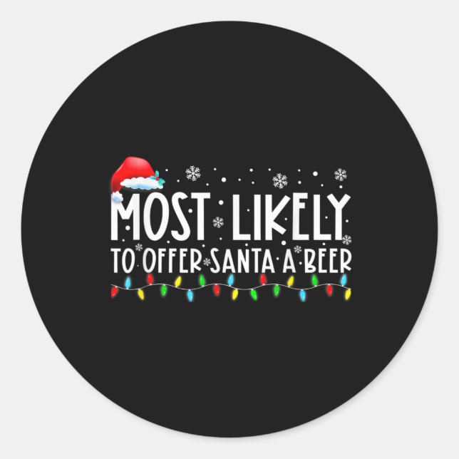 Sticker Rond Très Probable D'Offrir À Père Noël Un Plaisir De B (Devant)
