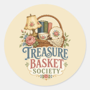 Sticker Rond Trésor Corbeille Société Cottagecore